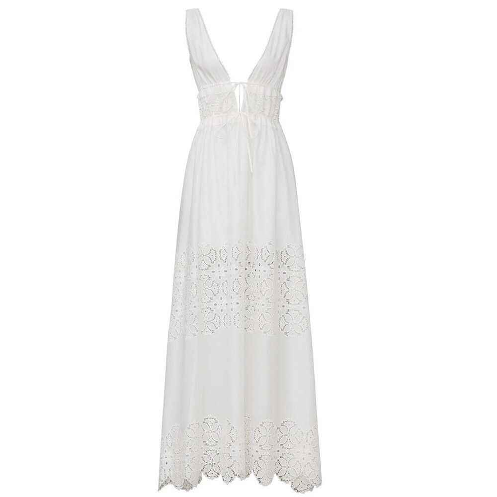 Simkhai White Waverly Floral Smocked Dress Sz M